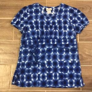 Scrub top blue tie dye with empire tie